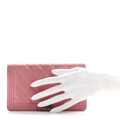 Chanel Lambskin Quilted Boy Yen Wallet Pink 4 of 20