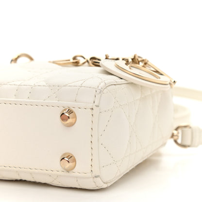 Christian Dior Lambskin Cannage Micro Lady Dior White 10 of 12