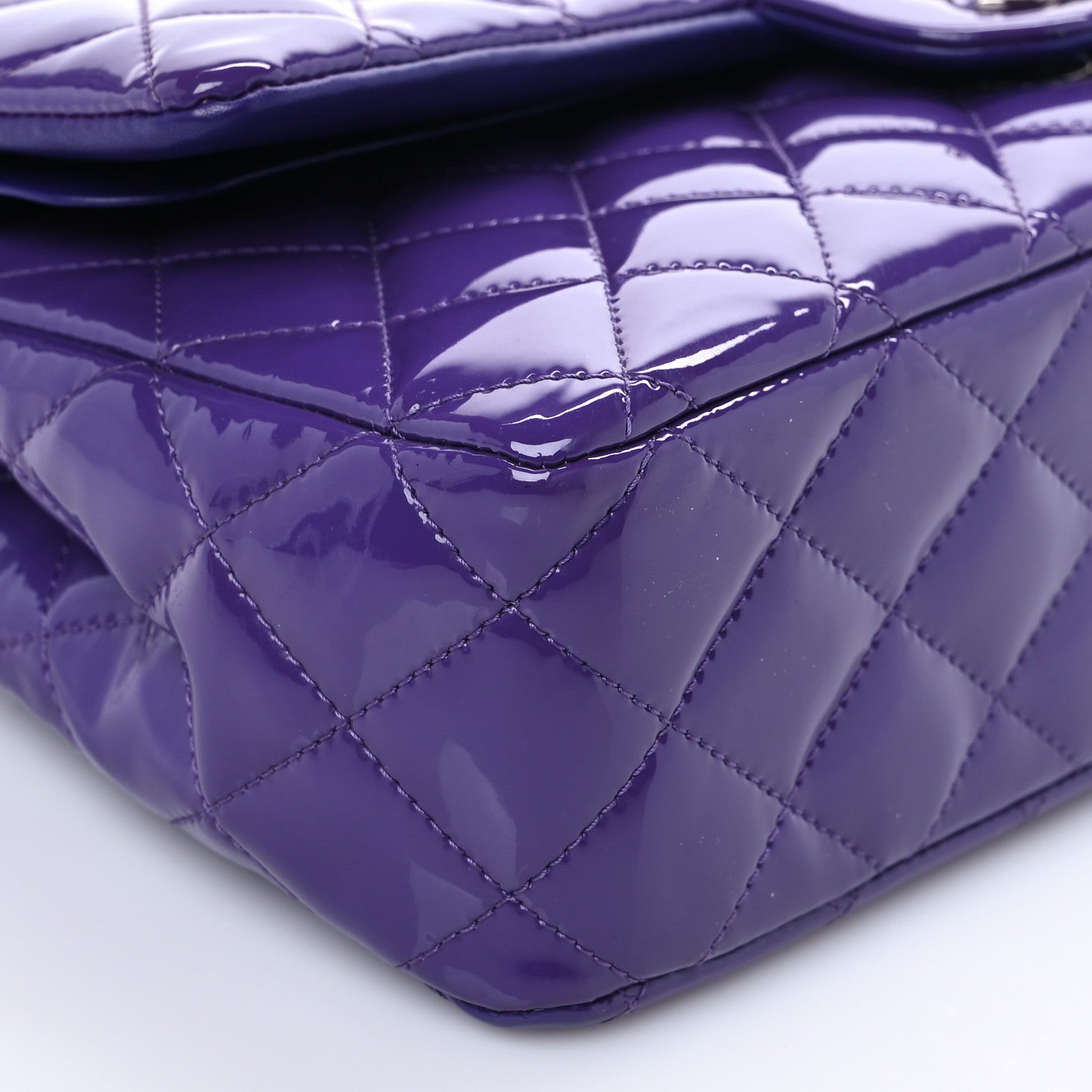 Chanel Patent Calfskin Quilted Medium Double Flap Purple 8 of 9