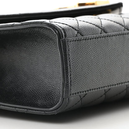 Saint Laurent Grain De Poudre Textured Mixed Matelasse Triquilt Medium Monogram Satchel Black 8 of 9