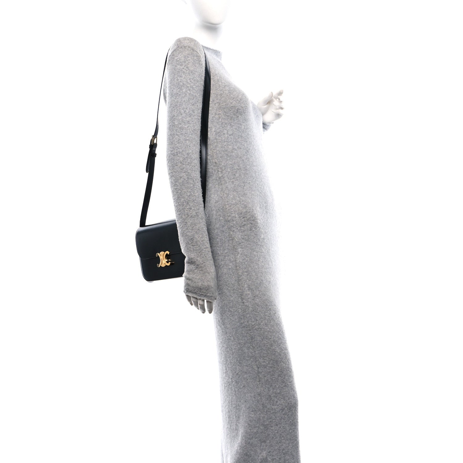 Celine Shiny Calfskin Medium Triomphe Black 2 of 14