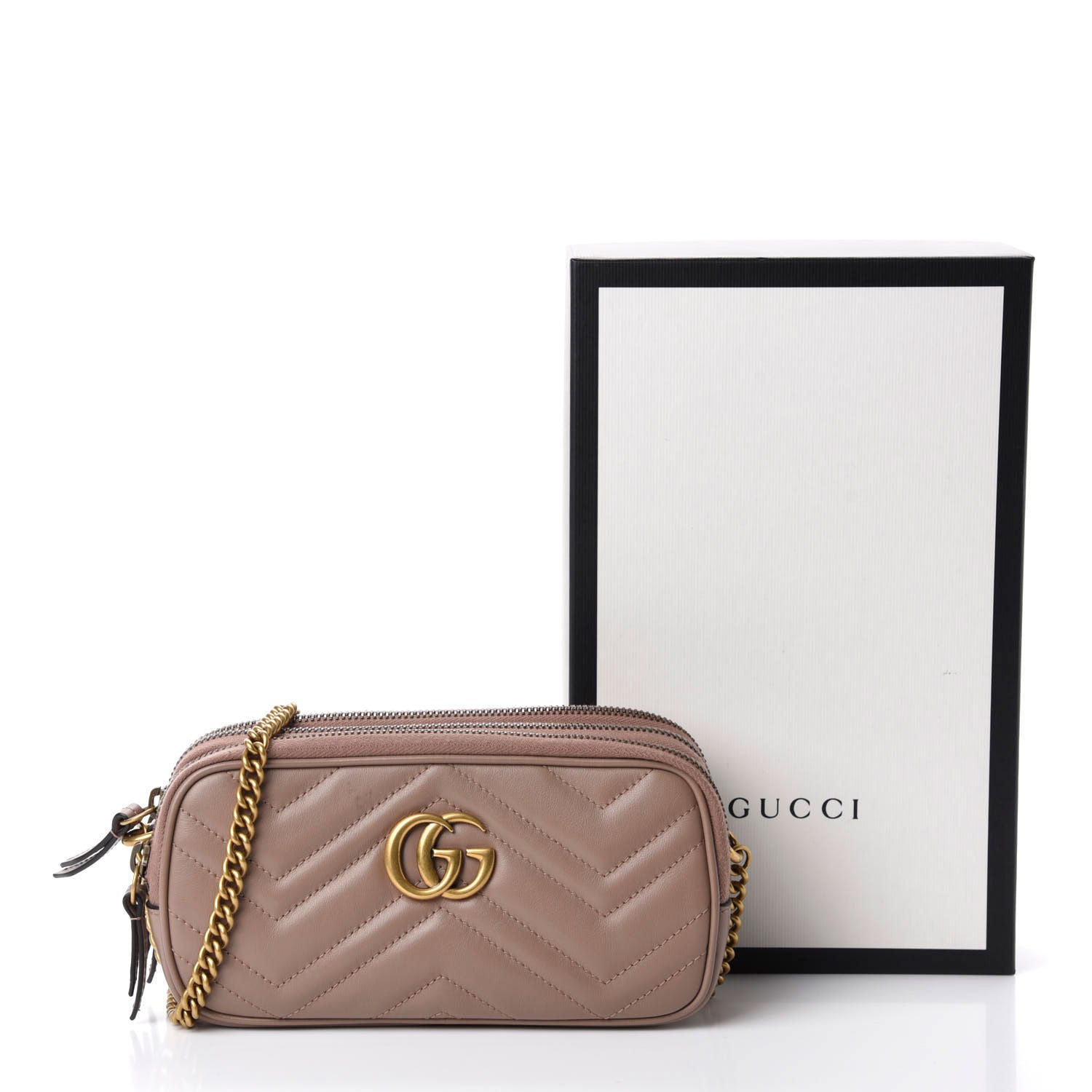 Gucci Calfskin Matelasse Mini GG Marmont Chain Crossbody Bag Porcelain Rose 11 of 11