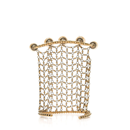 Gucci Metal Embellished Pearl Multi-Finger Ring Bracelet Gold 3 of 4
