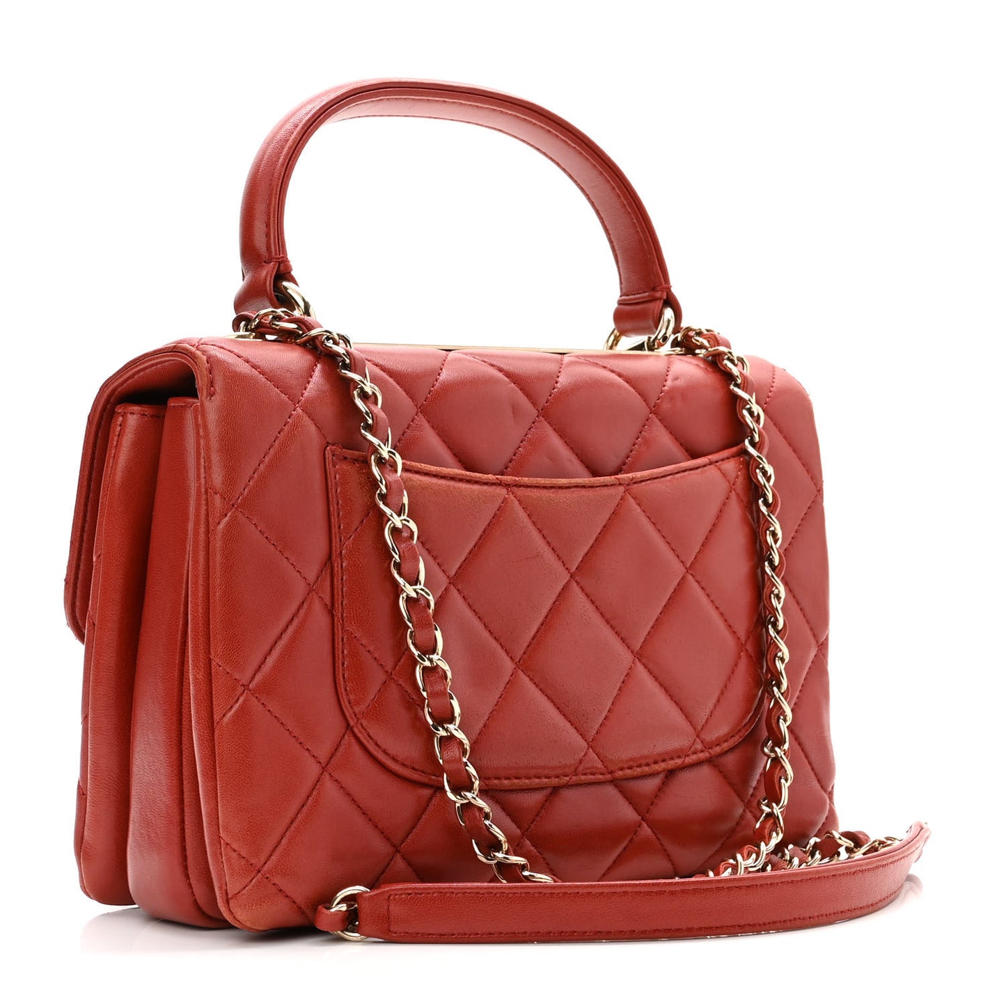 Lambskin Quilted Small Trendy CC Flap Dual Handle Bag Red