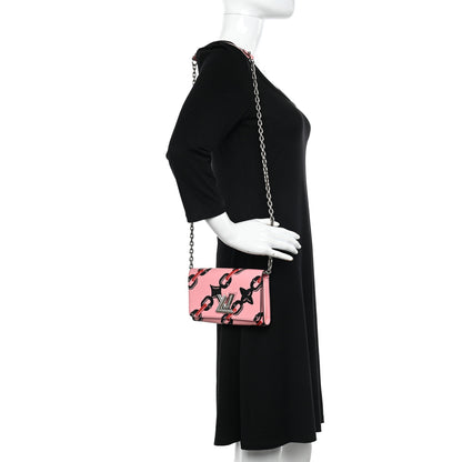 Louis Vuitton Epi Chain Flower Print Twist Chain Wallet Pink 2 of 10