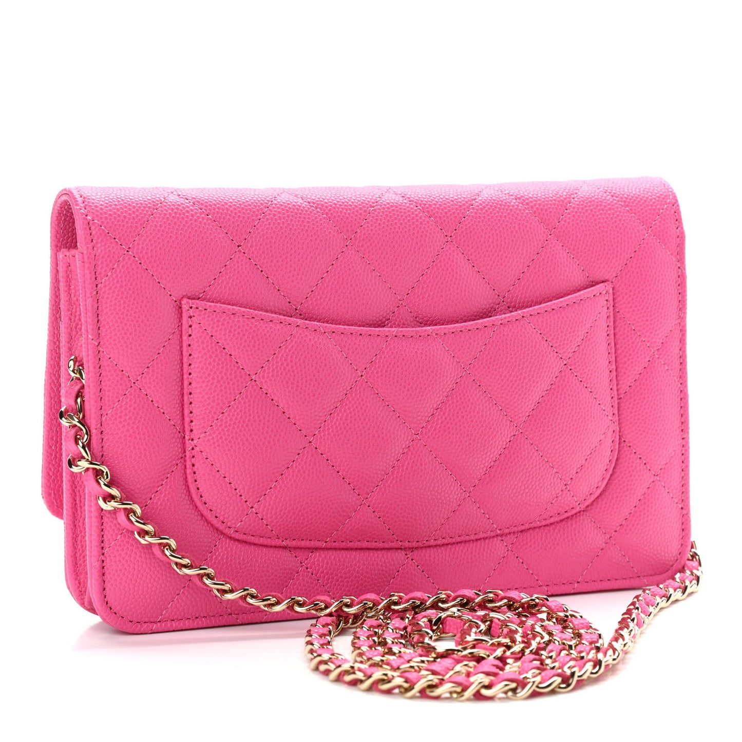 Caviar Quilted Wallet on Chain WOC Dark Pink