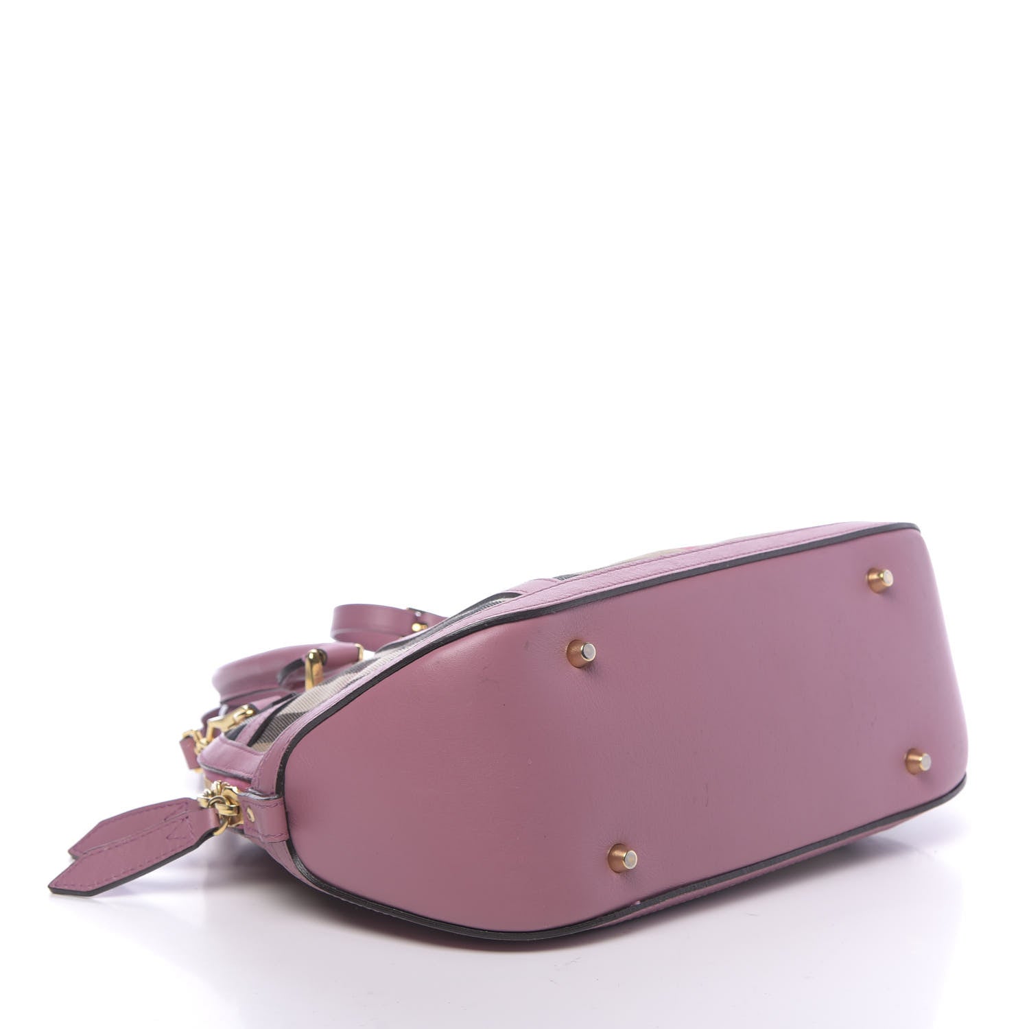 Burberry Bridle Calfskin House Check Small Orchard Bowling Bag Pink 4 of 13