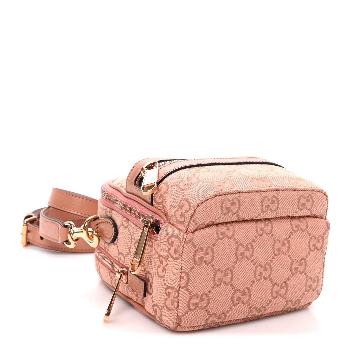 Monogram Textured Dollar Calfskin Mini Ophidia Crossbody Cloche Rose Pink