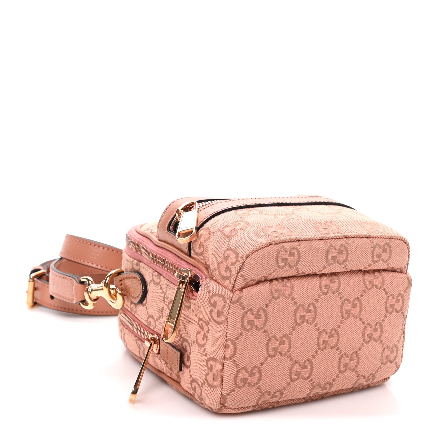 Gucci Monogram Textured Dollar Calfskin Mini Ophidia Crossbody Cloche Rose Pink 3 of 9
