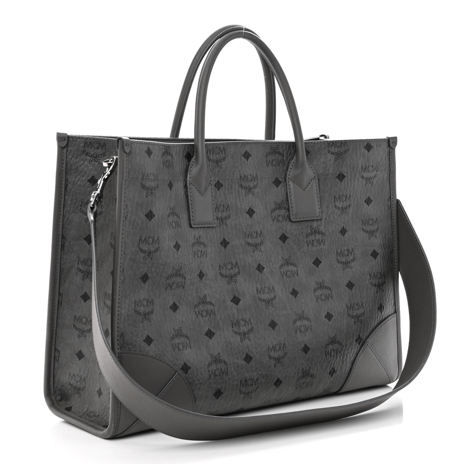 MCM Visetos Large Munchen Tote Grey 4 of 10