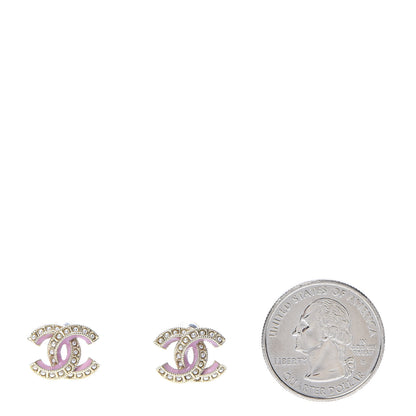 Chanel Metal Pearl Enamel CC Earrings Gold Pink 2 of 4