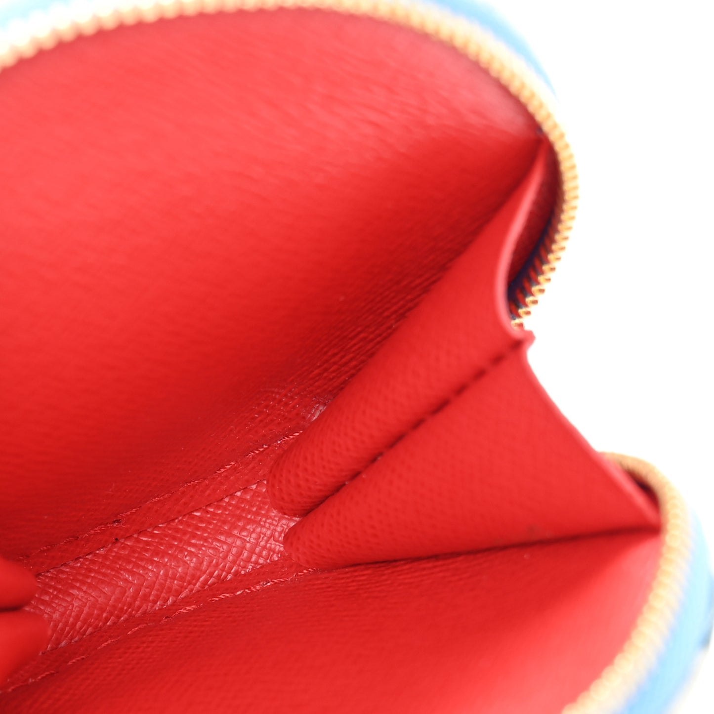 Denim Damier Monogram Patchwork Multi Pochette Accessories Coin Purse Blue Rouge