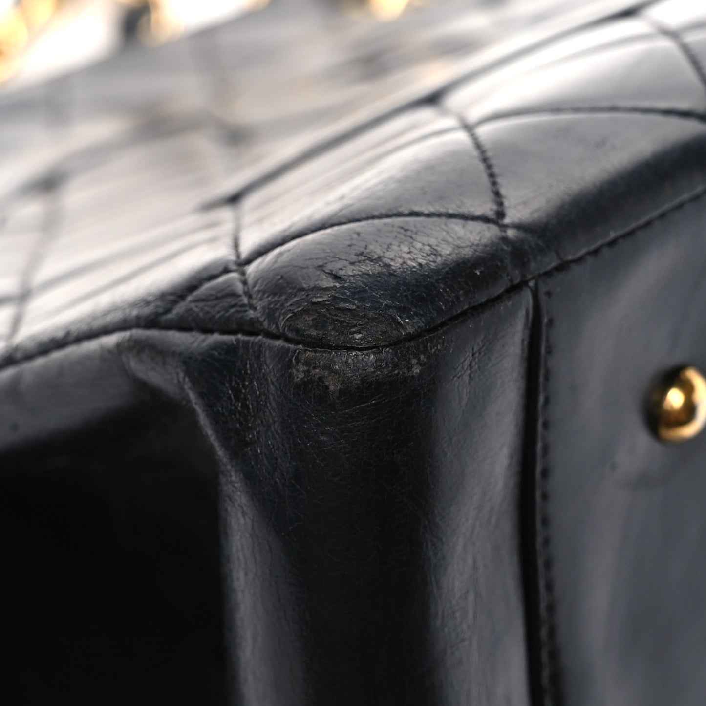 Lambskin Quilted Grand Shopping Tote GST Black