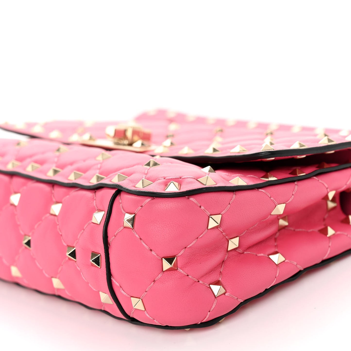 Nappa Small Rockstud Spike Shoulder Bag Shadow Pink