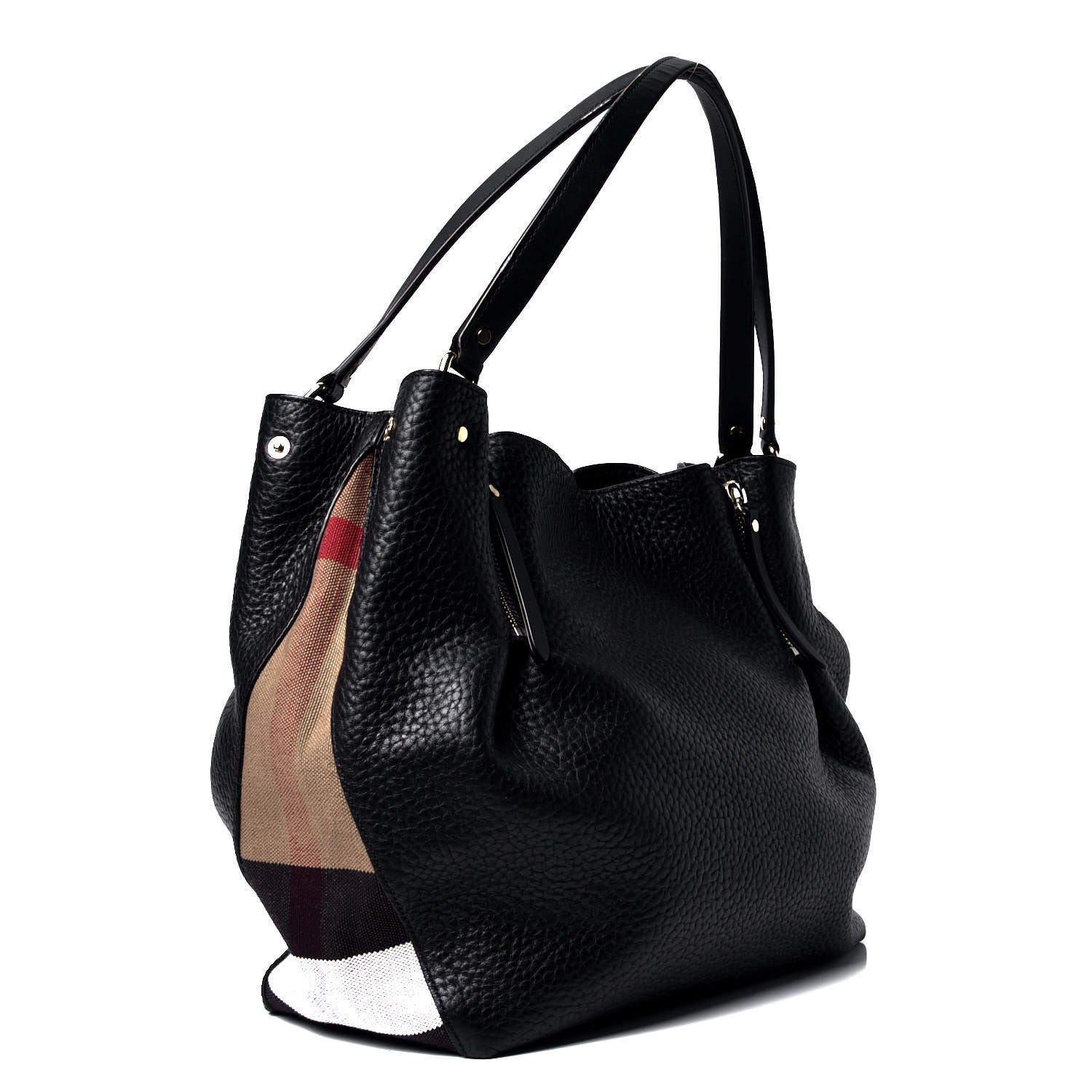 Burberry Grainy Calfskin House Check Medium Maidstone Black 2 of 4