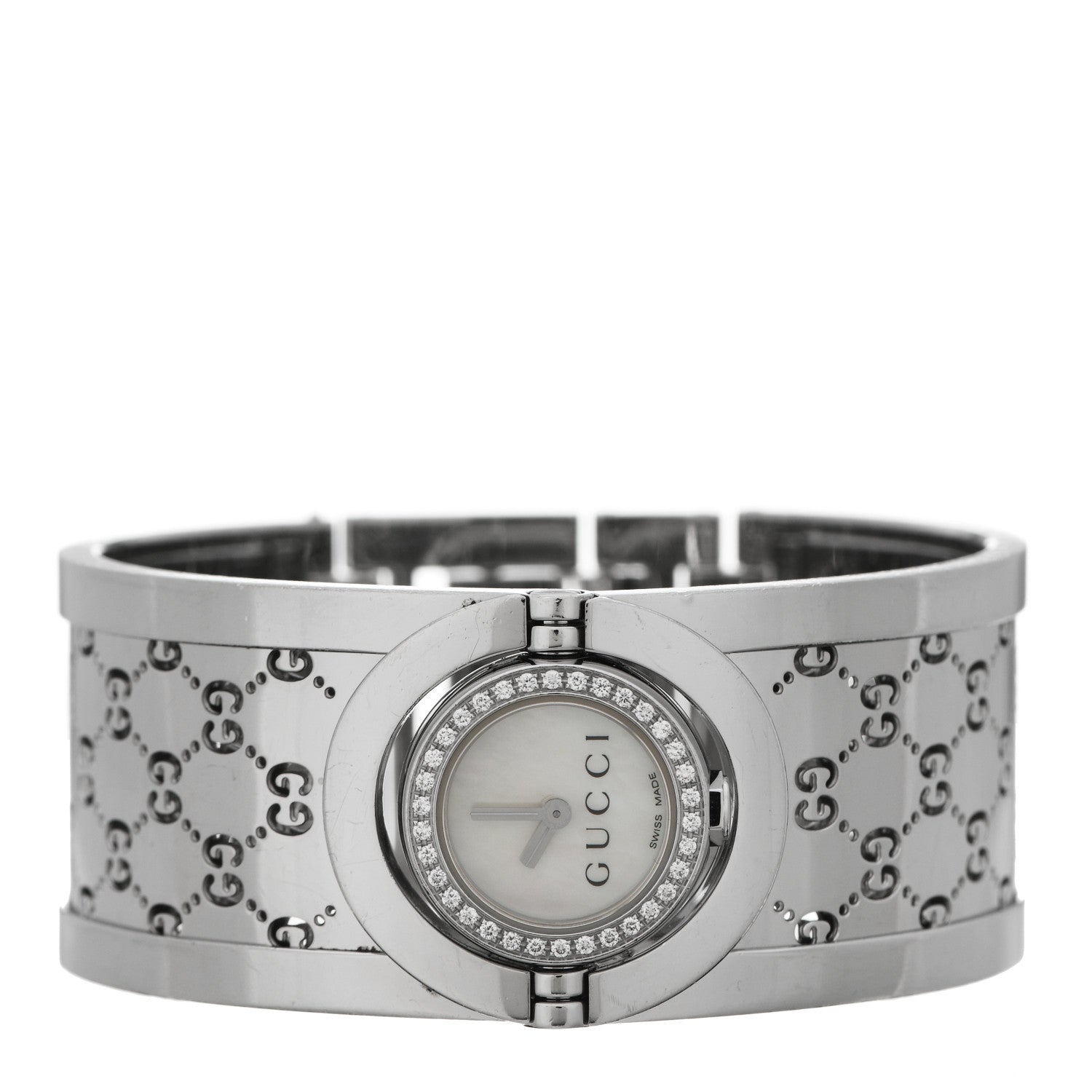 Gucci Stainless Steel Diamond Bezel Mother of Pearl 23mm Twirl Quartz Watch 2 of 4
