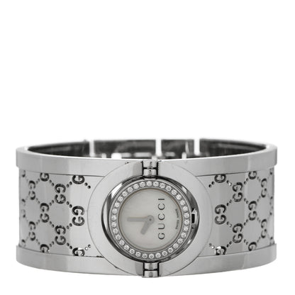 Gucci Stainless Steel Diamond Bezel Mother of Pearl 23mm Twirl Quartz Watch 2 of 4