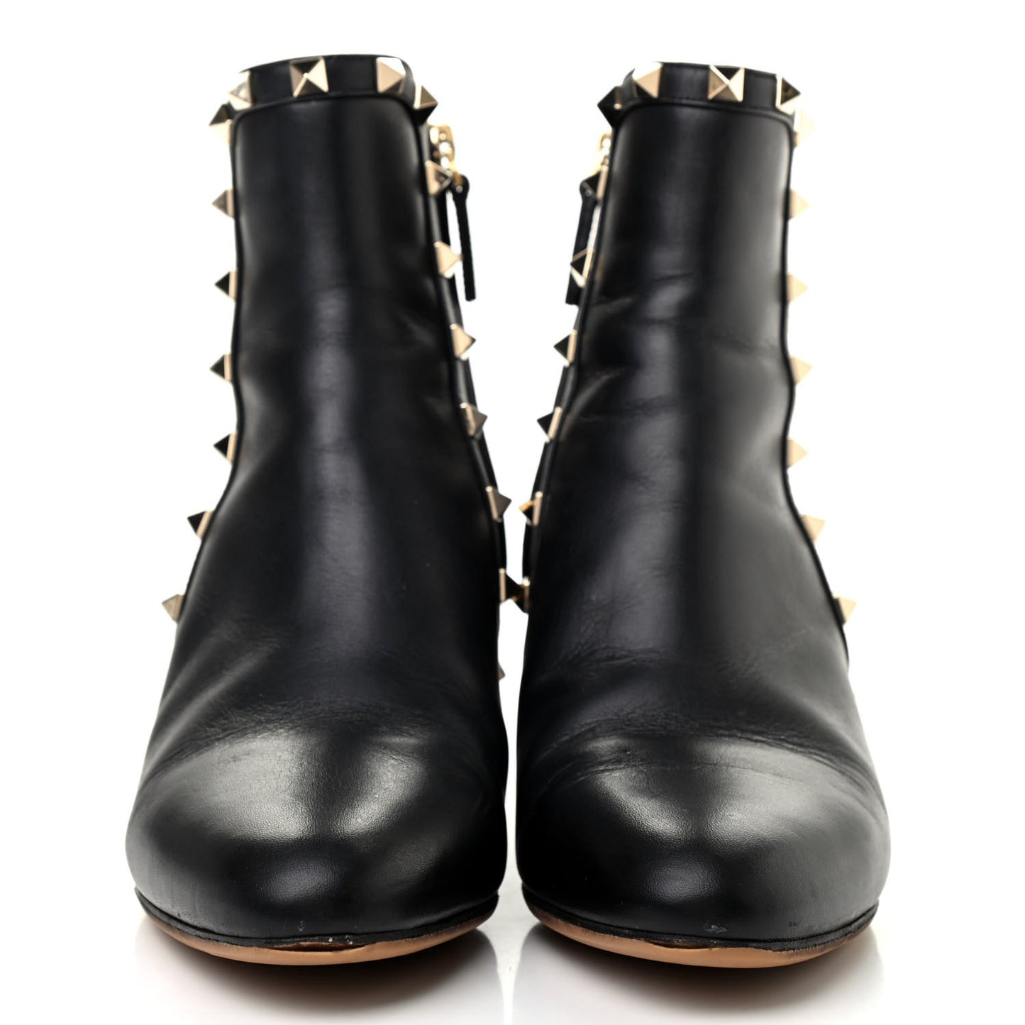 Smooth Calfskin Rockstud 40mm Ankle Boots 36.5 Black