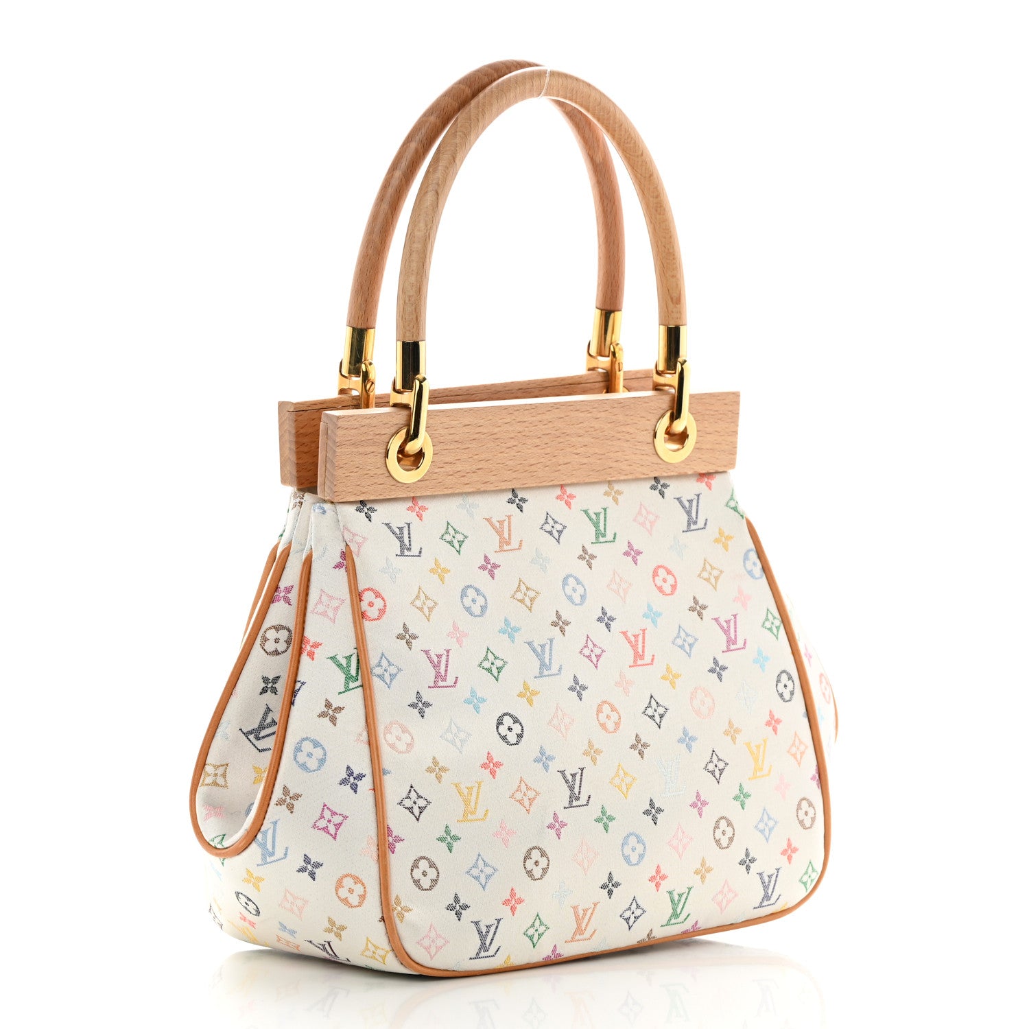 Louis Vuitton Silk Satin Monogram Multicolor Abelia White 3 of 14