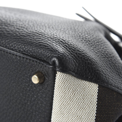 Burberry Grainy Calfskin House Check Small Maidstone Black 11 of 11