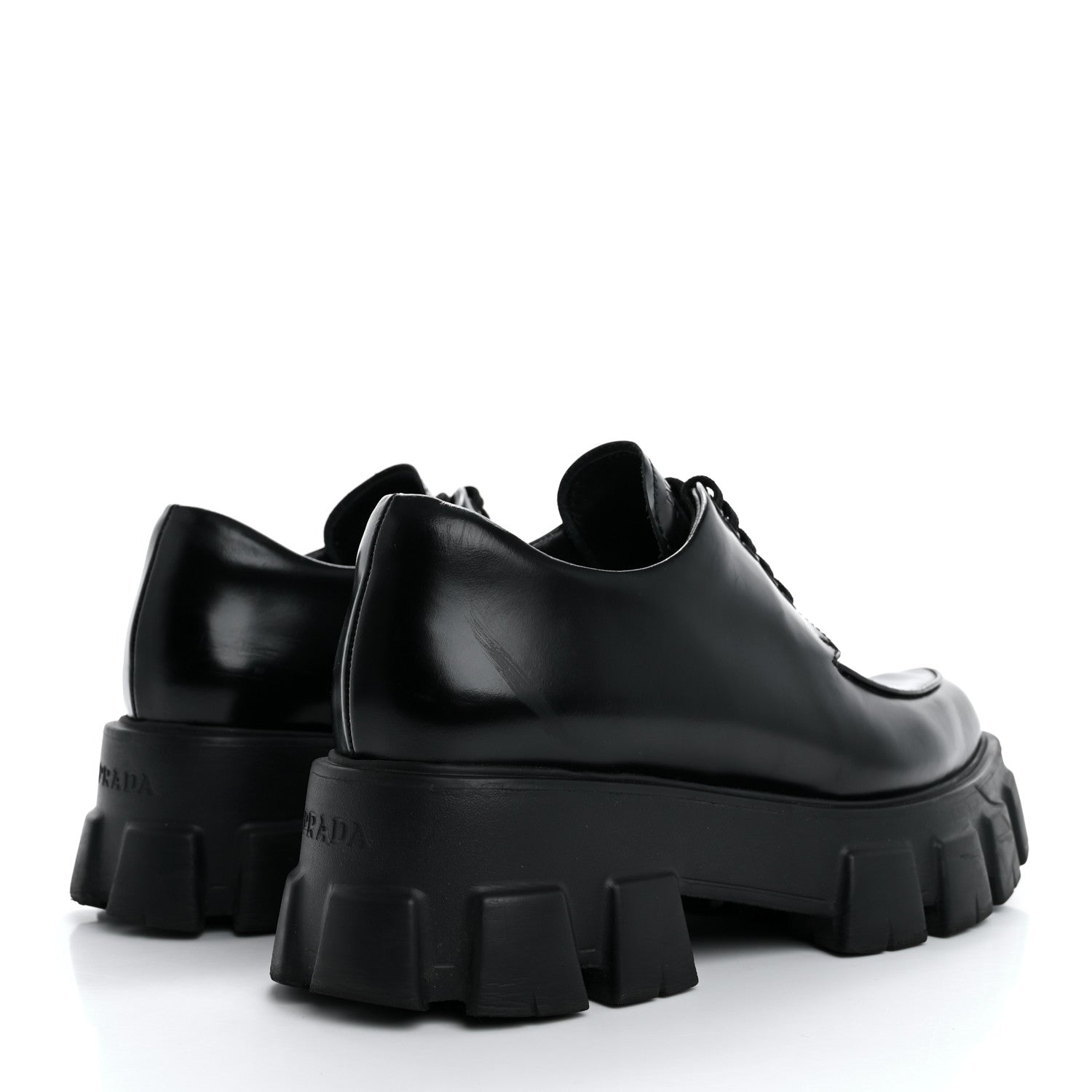 Prada Spazzolato Rois Monolith 55mm Derby Loafers 37.5 Black 5 of 13