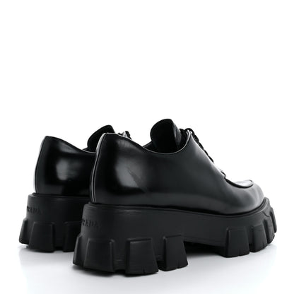 Prada Spazzolato Rois Monolith 55mm Derby Loafers 37.5 Black 5 of 13