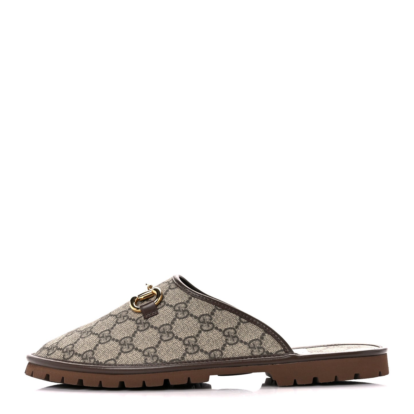 GG Supreme Monogram Miro Soft Calfskin Men's Horsebit Slippers 10 Beige Ebony New Acero