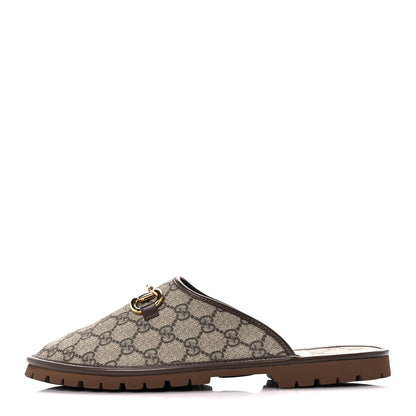 Gucci GG Supreme Monogram Miro Soft Calfskin Men's Horsebit Slippers 10 Beige Ebony New Acero 1 of 9