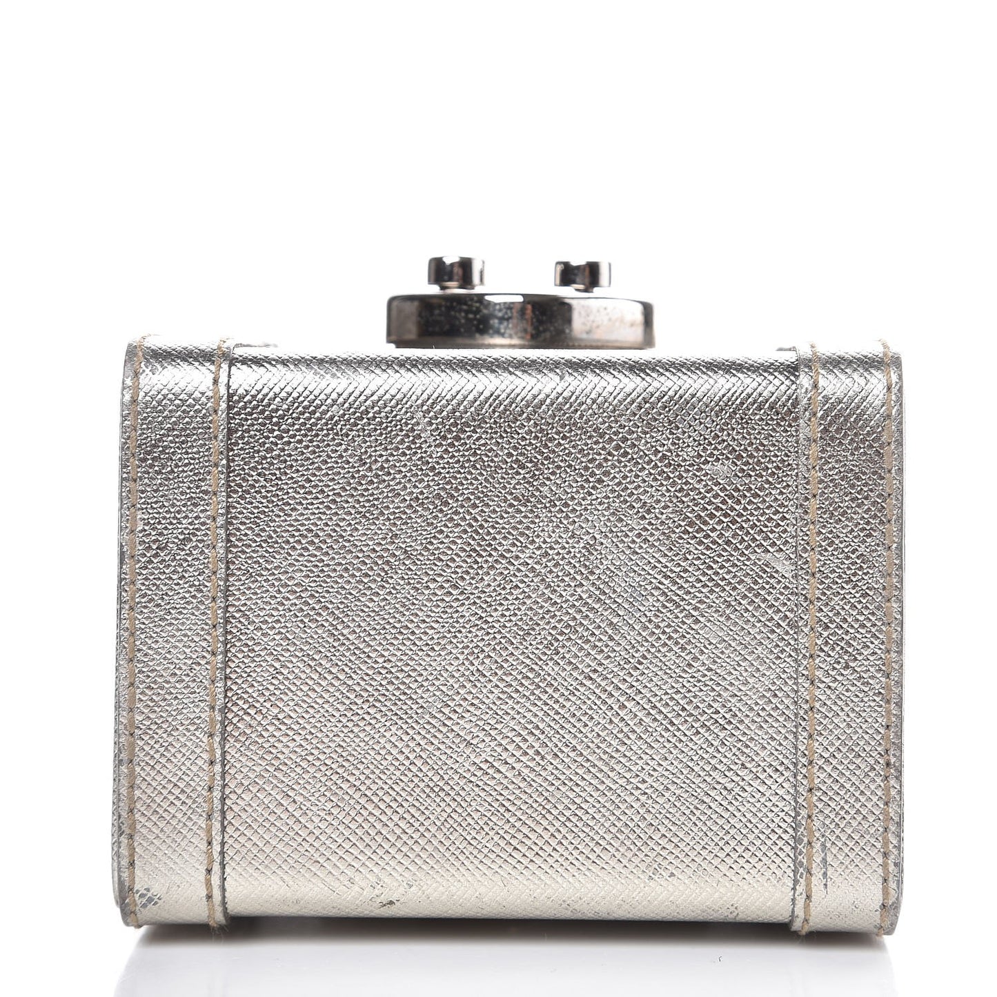 Metallic Saffiano Mini Cosmetic Train Case Cromo