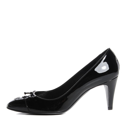Chanel Patent Cap Toe Pumps 38.5 Black 1 of 5