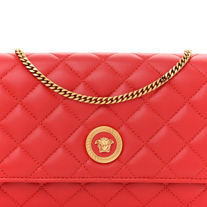 Versace Lambskin Quilted Medusa Wallet On Chain Crossbody Red 8 of 16
