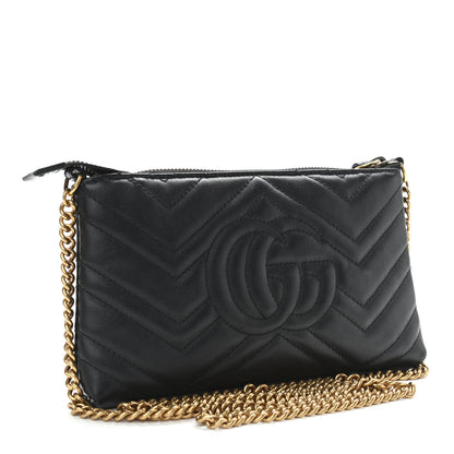 Gucci Calfskin Matelasse Mini GG Marmont Chain Bag Black 3 of 10