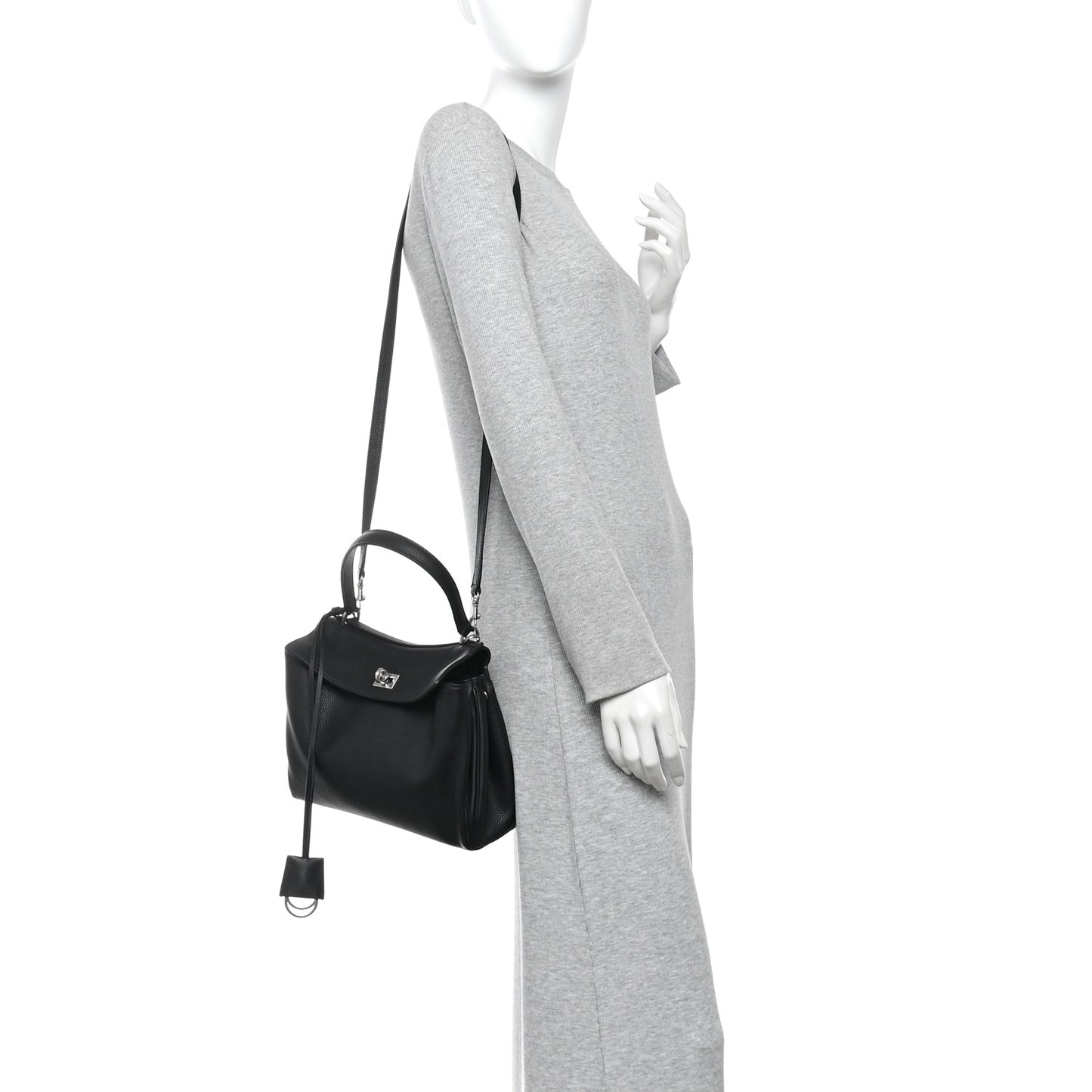 Grained Calfskin Small Rodeo Top Handle Handbag Black
