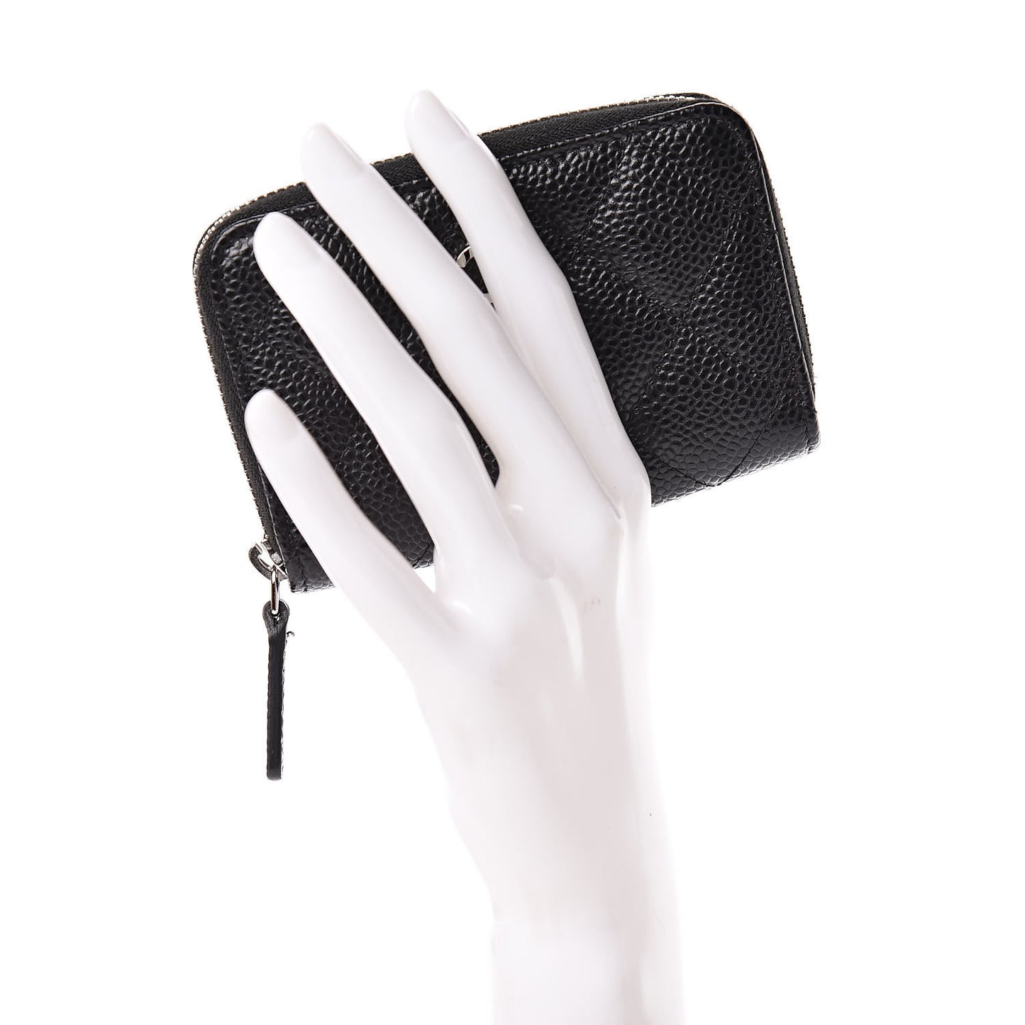 Caviar Quilted Zip Coin Purse Black
