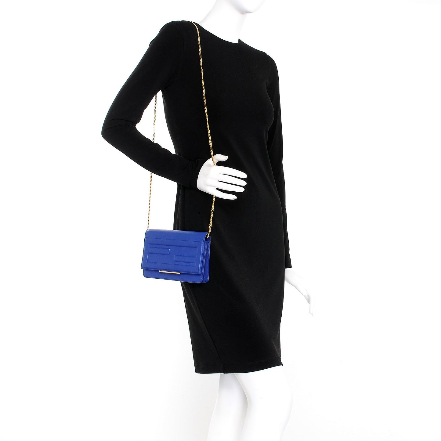 Vitello Flamingo Tube Wallet on Chain Blue Neon
