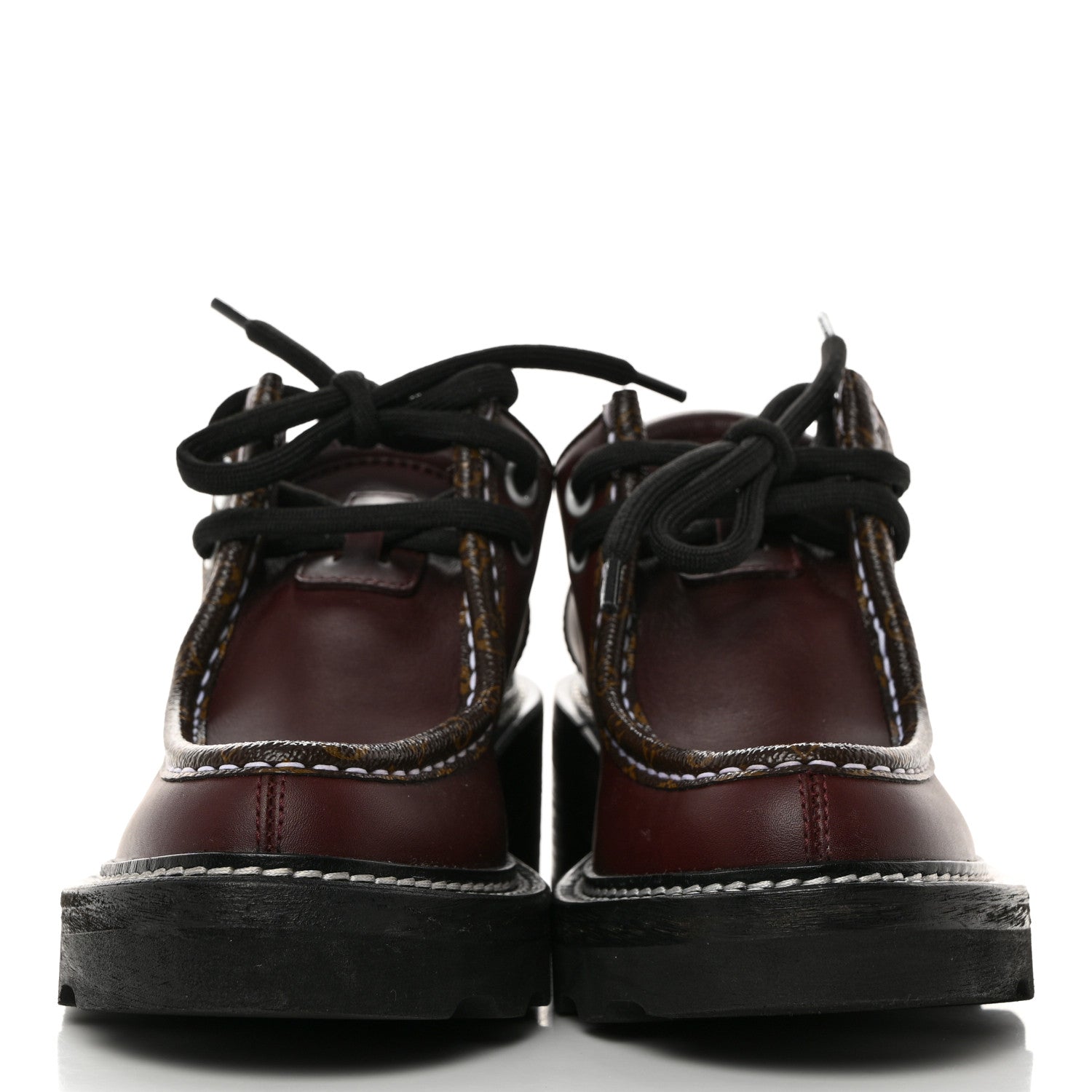 Louis Vuitton Calfskin Monogram Beaubourg Platform Derby Shoes 35 Bordeaux 2 of 10