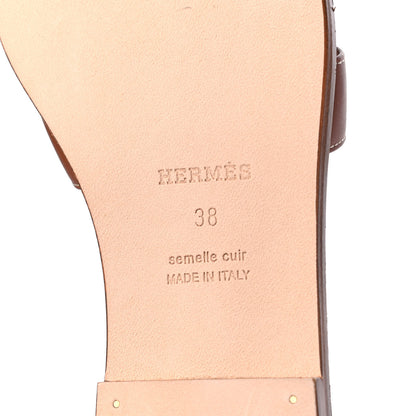 Hermes Box Calfskin Oran Sandals 38 Gold 7 of 15