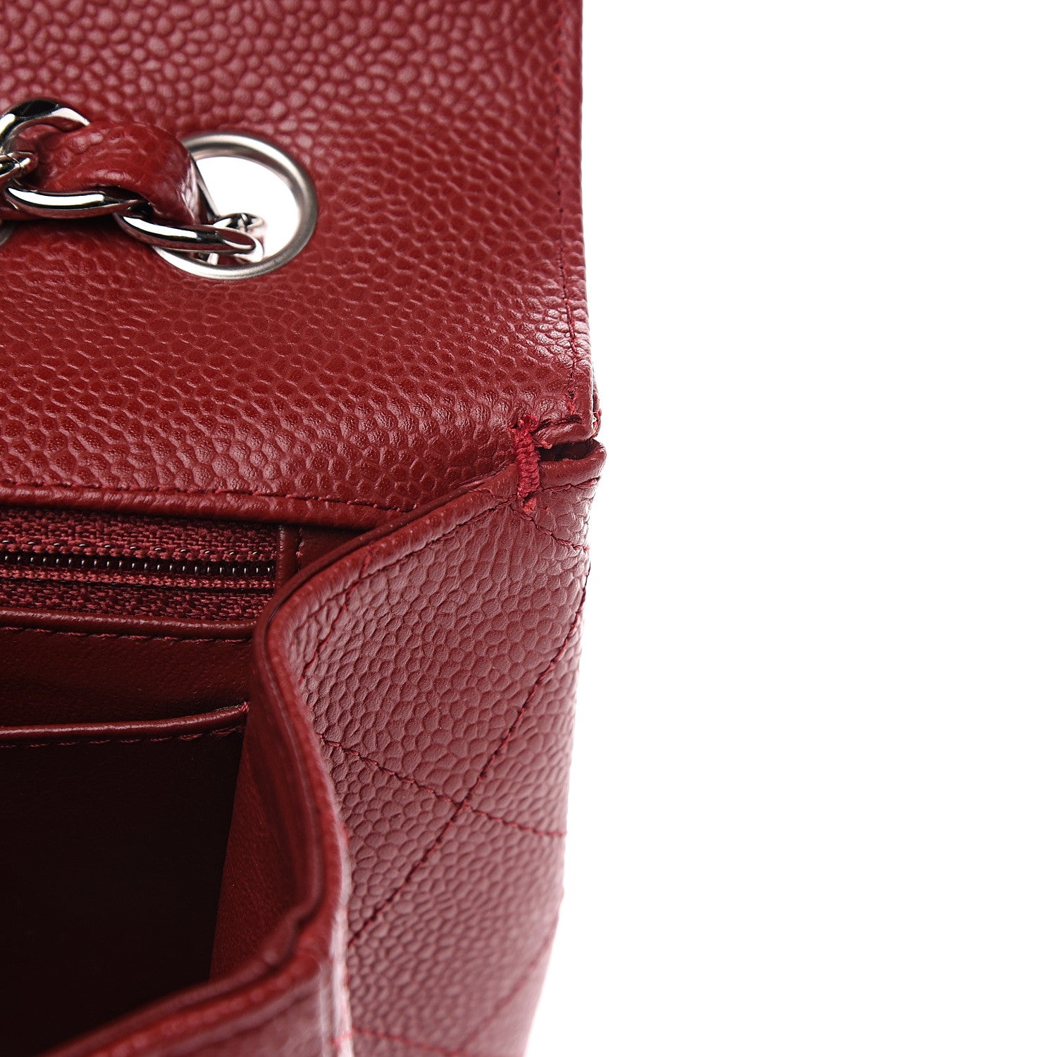 Chanel Caviar Quilted Jumbo Single Flap Dark Red 10 of 12