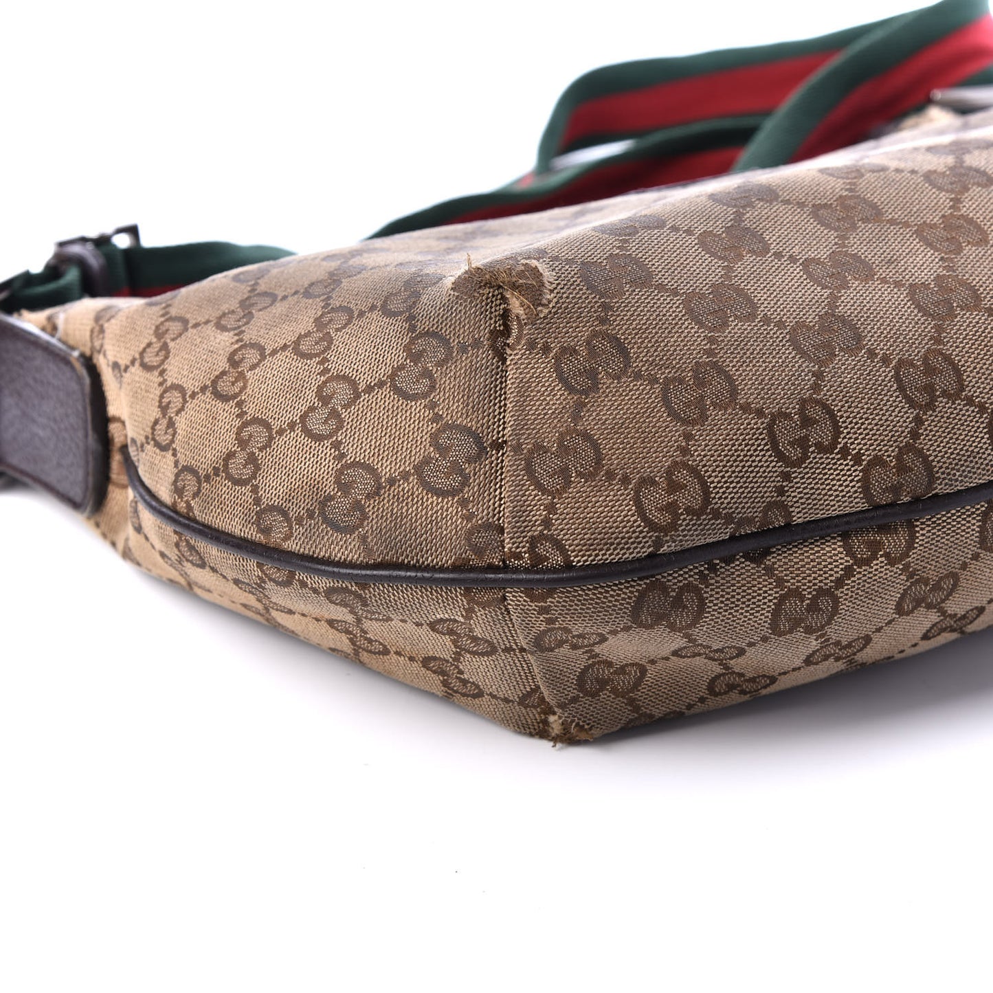 Monogram Web Medium Half Moon Hobo Dark Brown