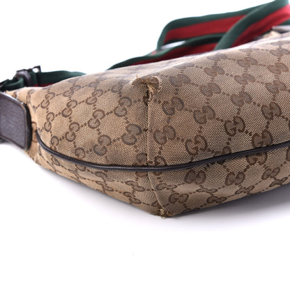 Gucci Monogram Web Medium Half Moon Hobo Dark Brown 5 of 13