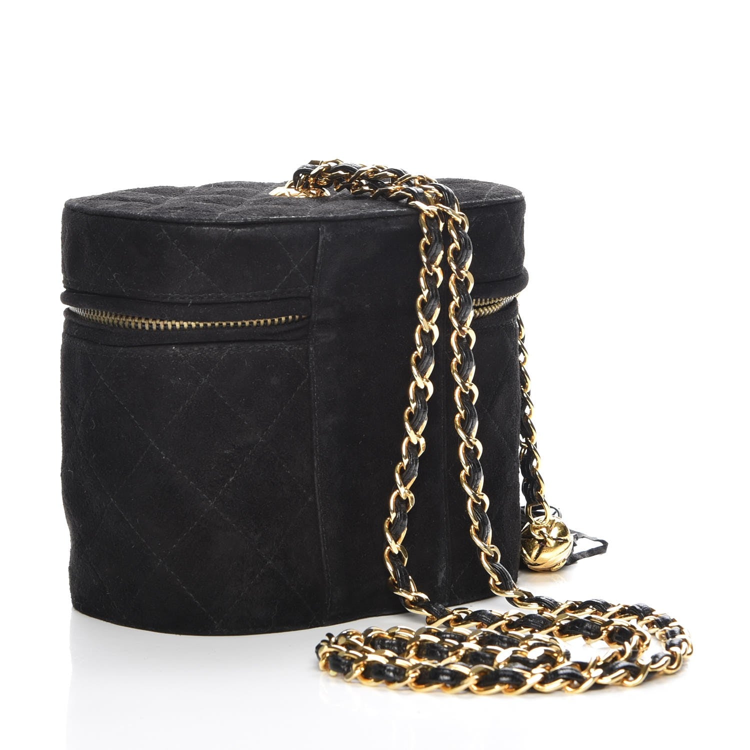 Chanel Suede Quilted CC Tassel Shoulder Bag Black 3 of 8