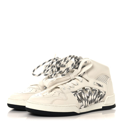 Christian Dior Calfskin Mesh Cutout High Top Sneakers 35 Black White 4 of 9