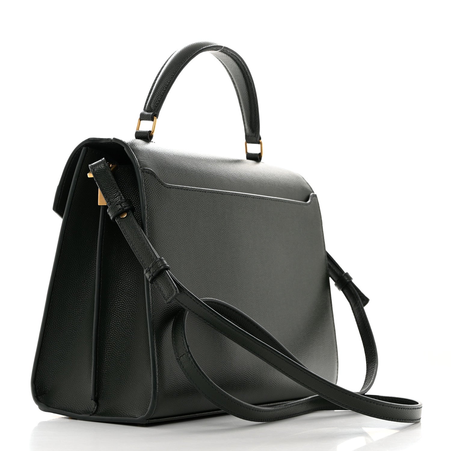 Saint Laurent Grain de Poudre Medium Classic Monogram Cassandra Top Handle Dark Green 3 of 11