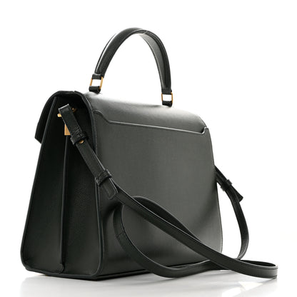 Saint Laurent Grain de Poudre Medium Classic Monogram Cassandra Top Handle Dark Green 3 of 11