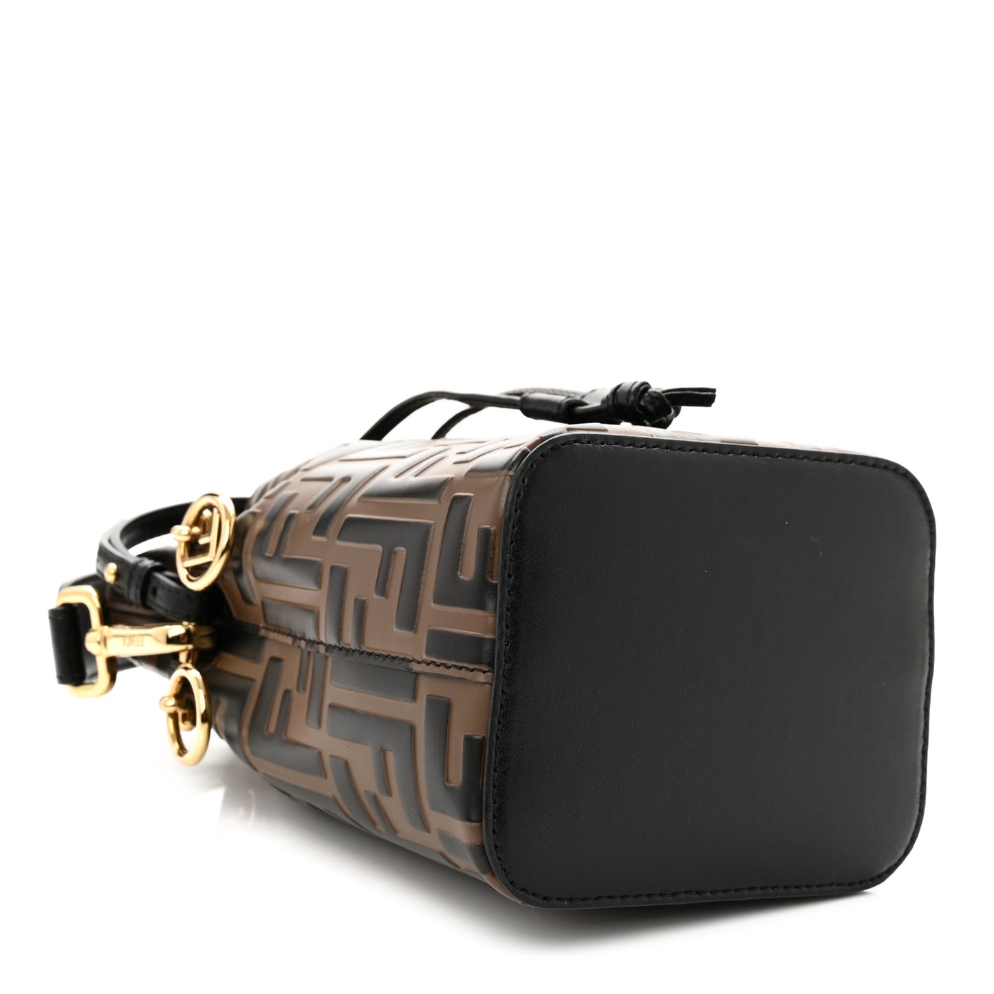 Vitello Liberty F is Fendi Bi-Color FF 1974 Embossed Mini Mon Tresor Bucket Bag Maya Black