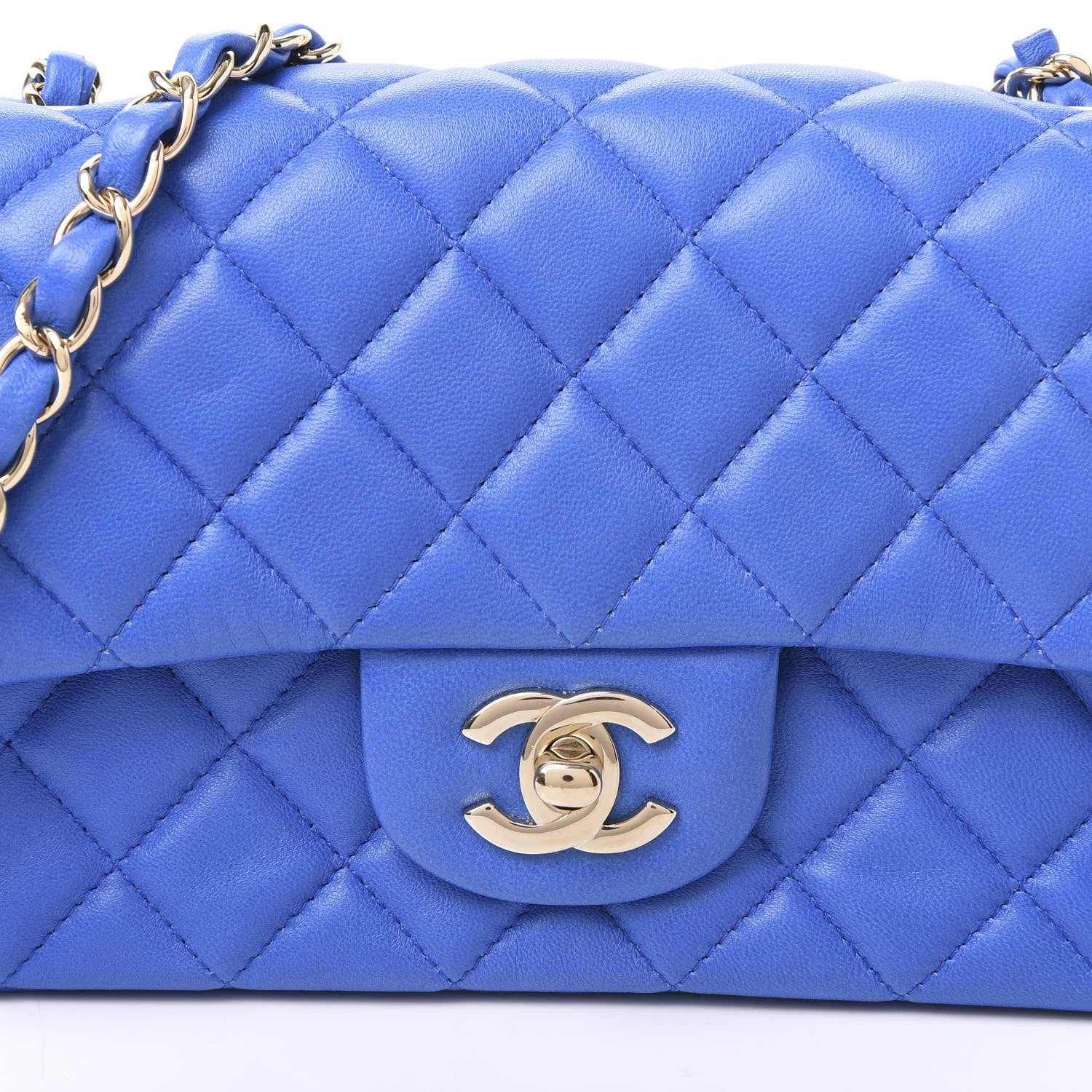 Chanel Lambskin Quilted Mini Rectangular Flap Blue 7 of 10