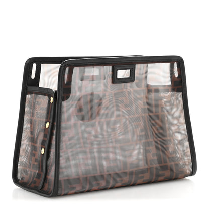 Fendi Mesh Vitello Century FF 1974 Mini Peekaboo Defender Cover Marrone Black Ebano 3 of 12