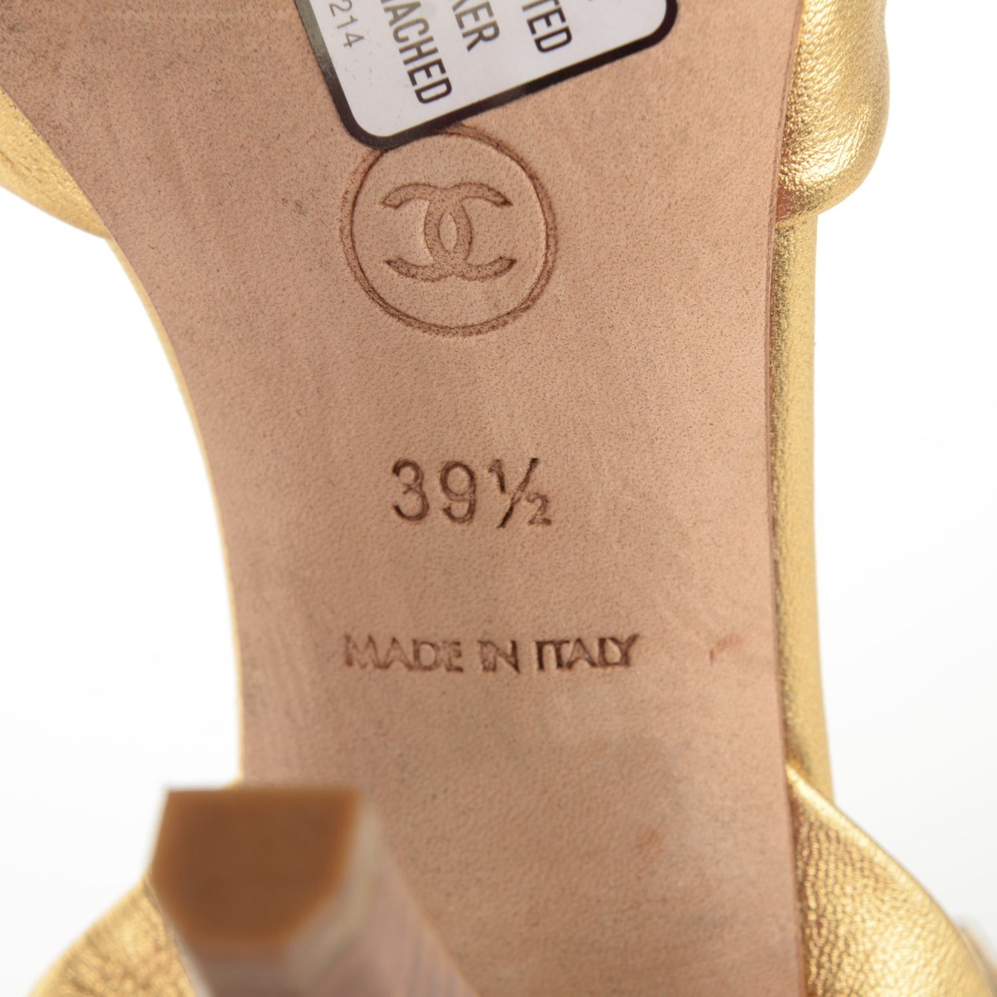 Metallic Lambskin CC Sandals 39.5 Gold