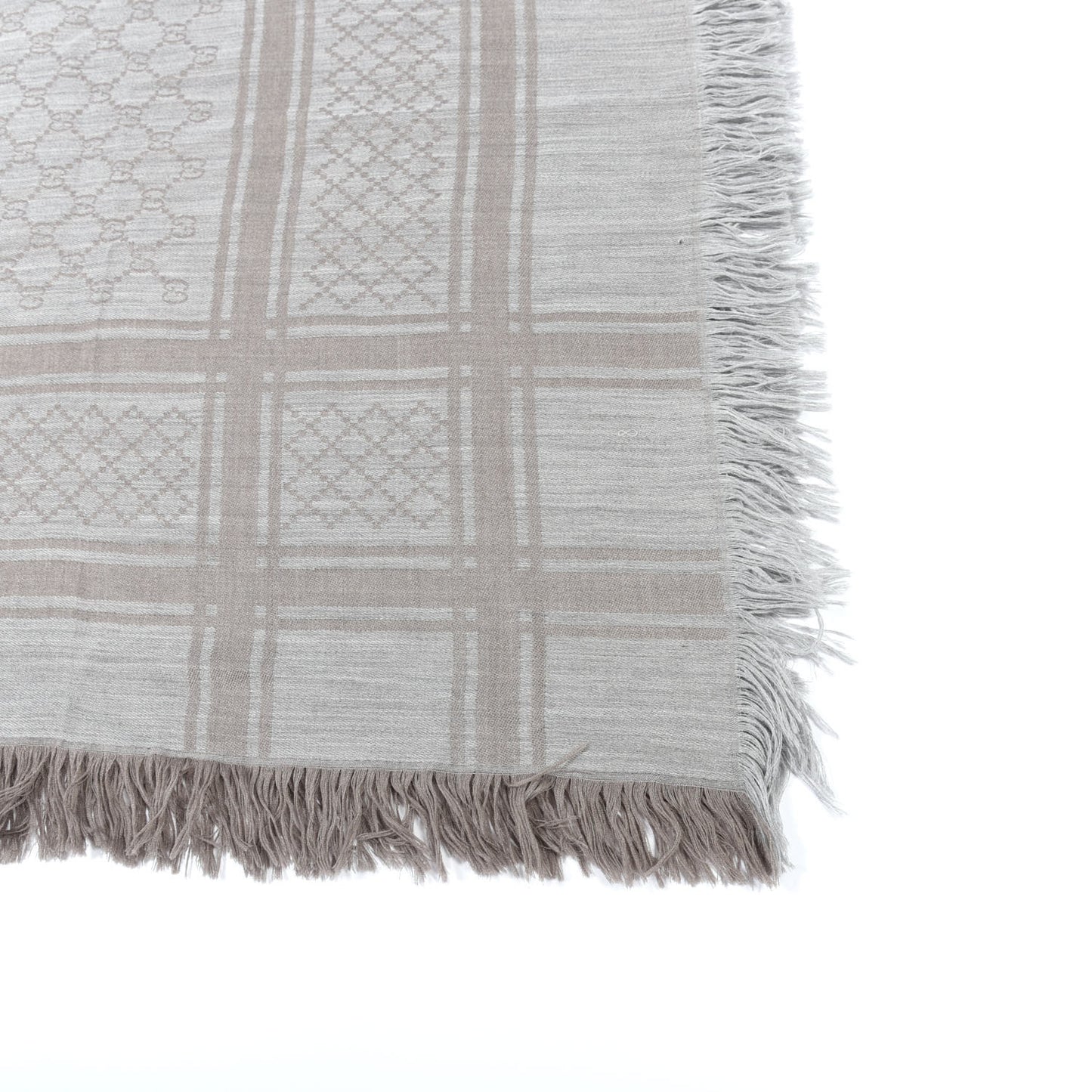 Wool Silk Monogram Diamanti Fringe Square Scarf