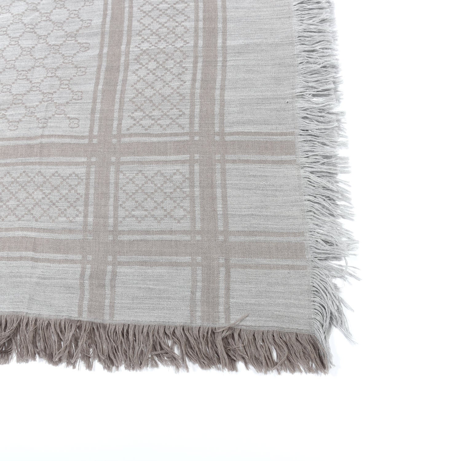 Gucci Wool Silk Monogram Diamanti Fringe Square Scarf 3 of 3